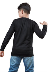 Black Minimal Graphic Boys Full Sleeves T-Shirt